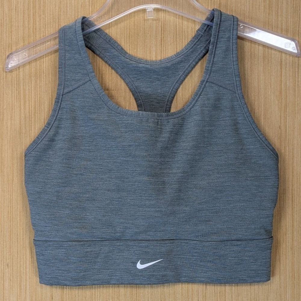 Nike Womens Dri-FIT Racerback Sports Bra Size XL Heathered Gray Activewear Gym
